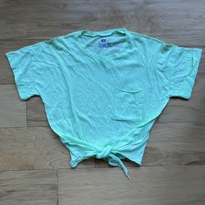 NSF - Bright Neon Lime Green - Arlene Front Tie Tee - Size Medium